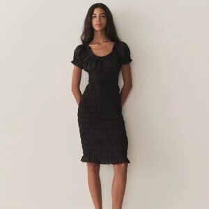 DOEN Rosalynn Black Smocked Dress Size X-Large XL